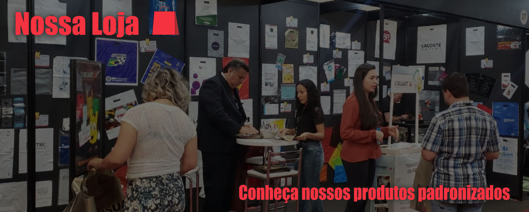 Loja virtual da visuart embalagens com produtos pradonizados e poucas tiragens.