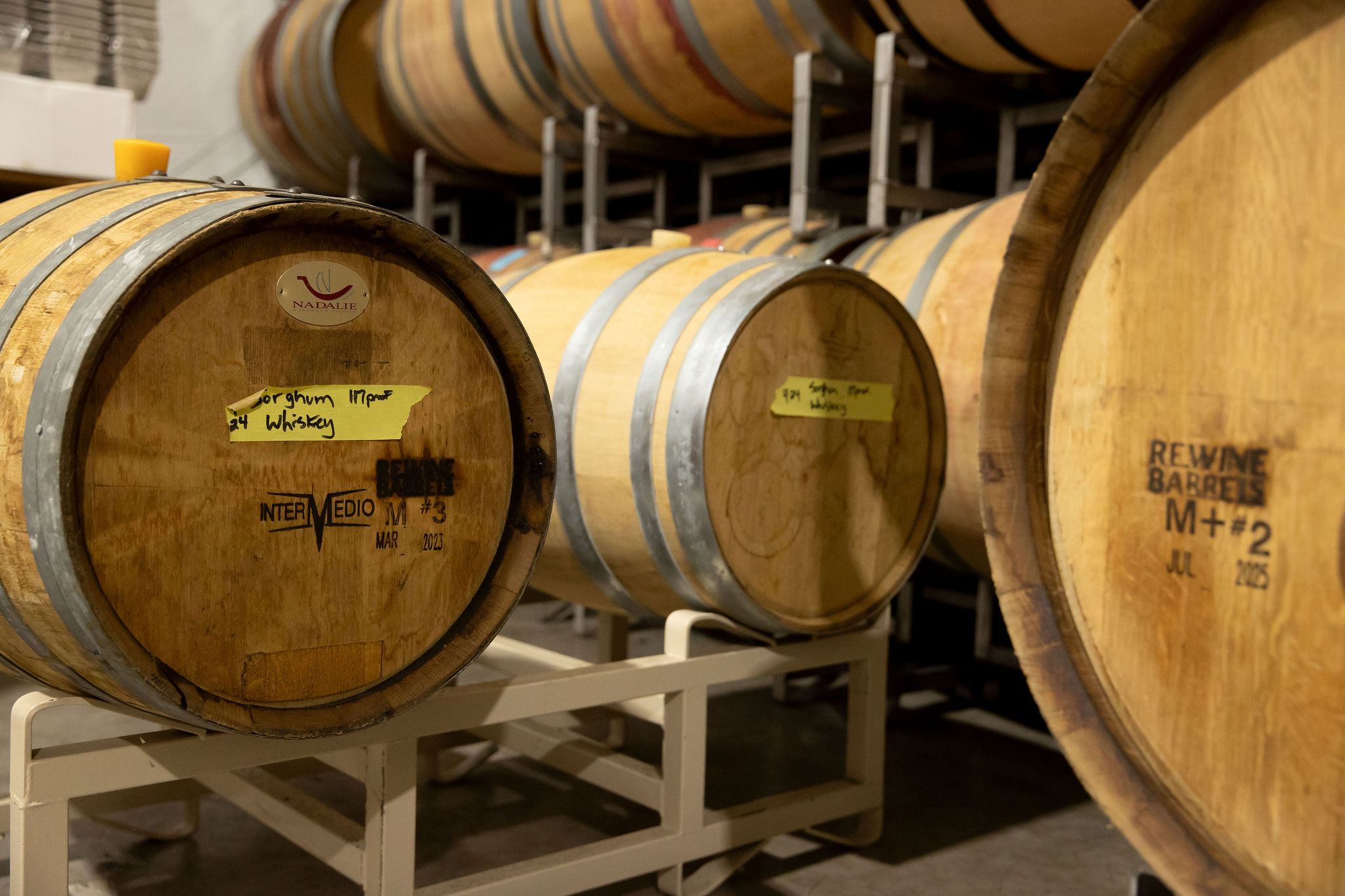 Whiskey barrels at Patty Green