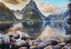 "Sunset Milford Sound."