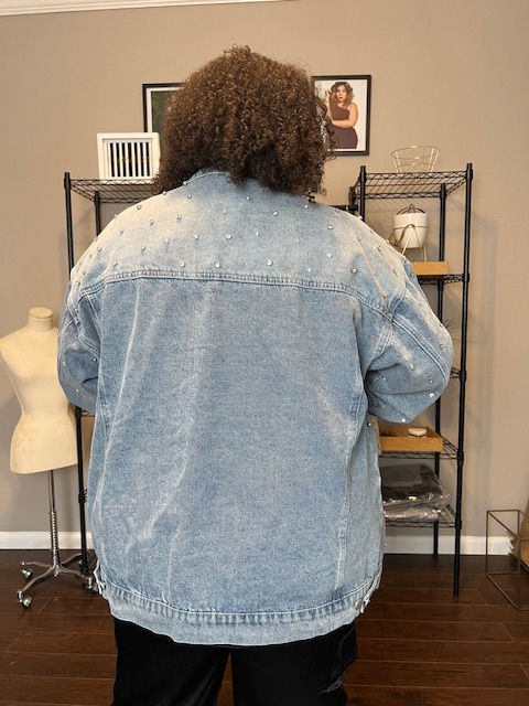 Thumbnail: Oversized Bedazzled Denim Jacket
