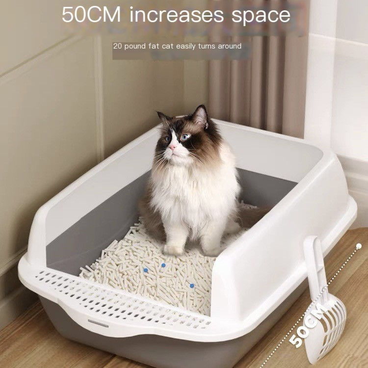 Thumbnail: Large Semi-Enclosed Cat Litter Box with Removable Parts