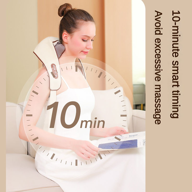 Thumbnail: Woman using a Wireless Neck & Shoulder Massager with 10-minute smart timing.
