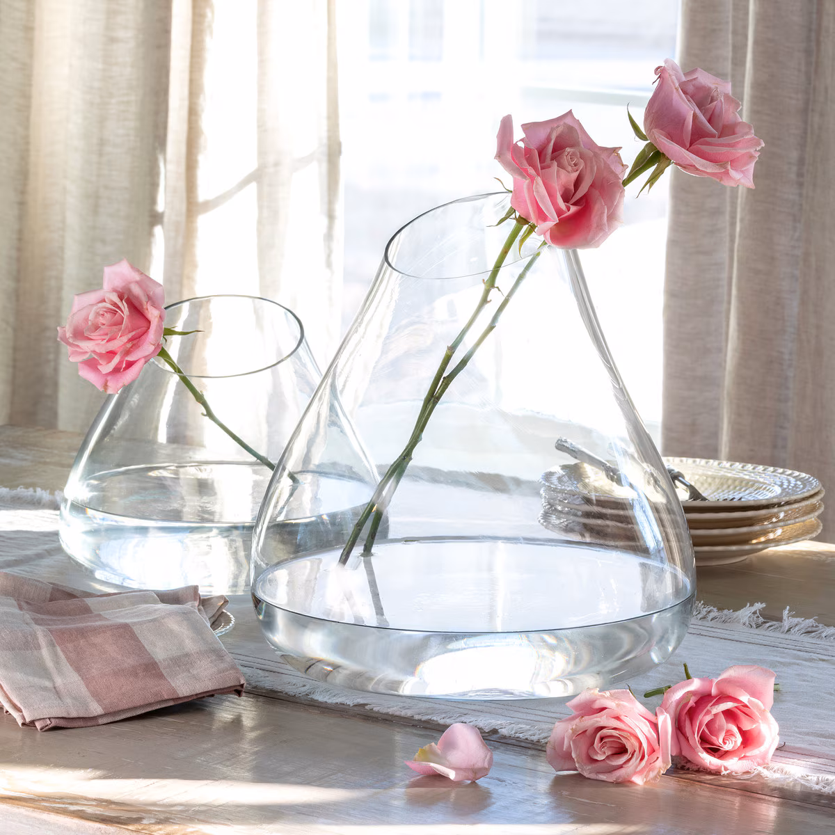 Oversize Teardrop Glass Vase. Glass. L12" x W12" x H12.25"