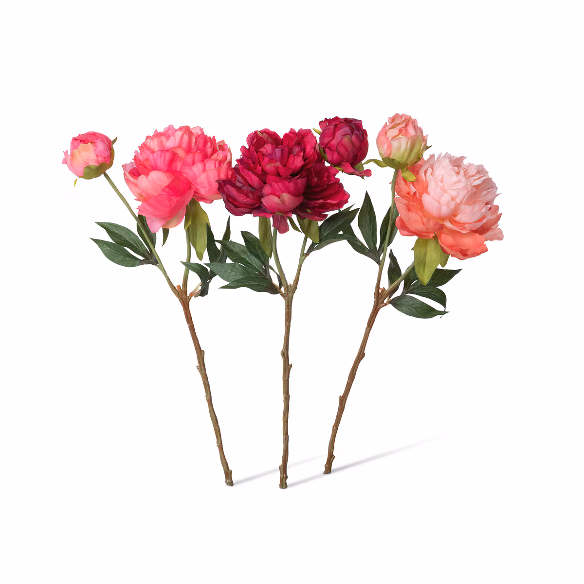 Faux Floral Stem Selection Package. Assorted Market Selection  Summer Peony, Pink Cerise Mix, 3 Asso