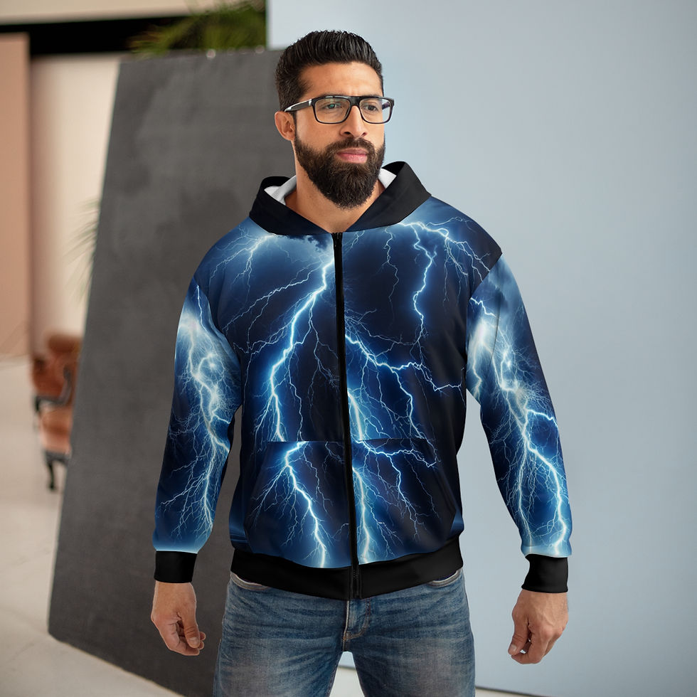 Thumbnail: Unisex Lightning Drama Zip Hoodie - Aural Experience Fashion