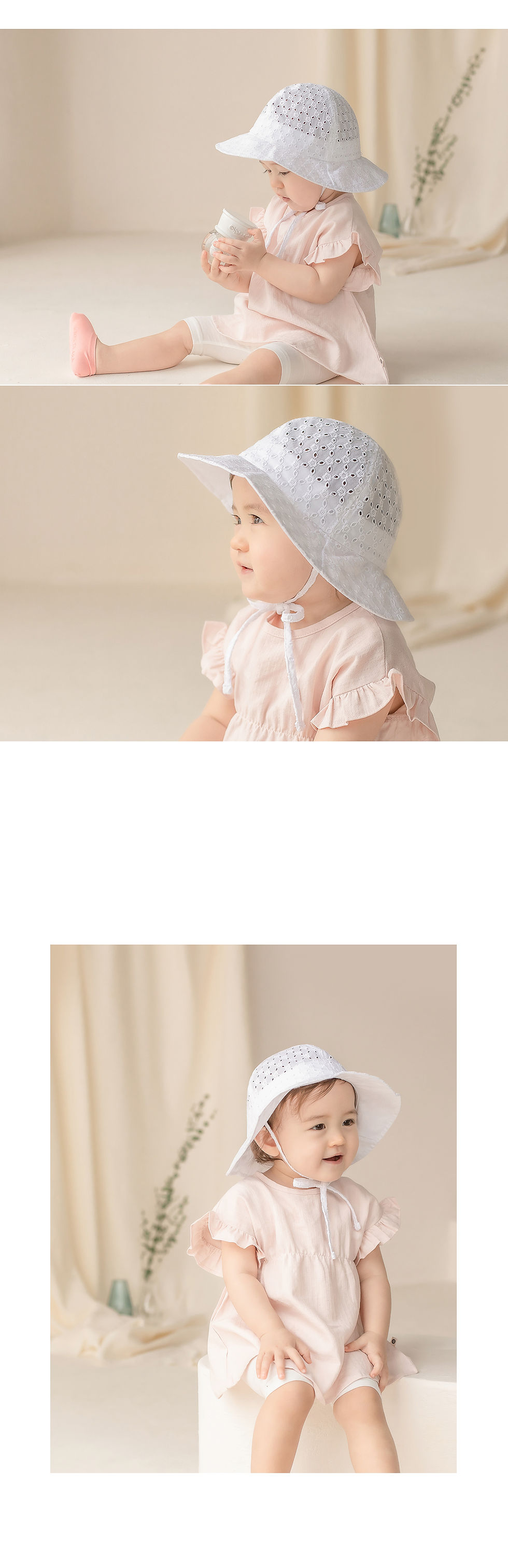 Thumbnail: The Miru Eyelet Baby Sun Hat combines practicality with style, making it a versatile accessory for your little one. Its neat