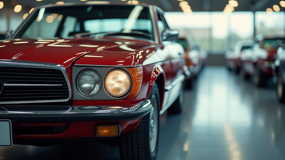 Eye-level view of a well-maintained used car on display
