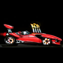 red supercharged car