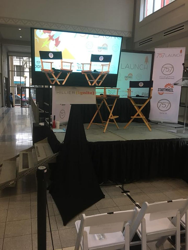 View of the stage before the event