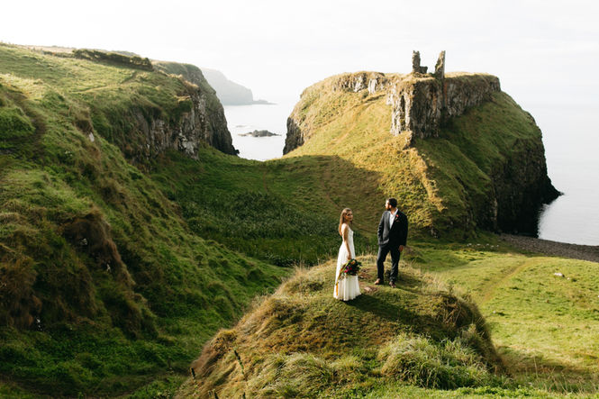 Ireland elopement photographer photographing an elopement at Dunluce Castle in Bushmills, Northern Ireland