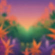 A forest of tropical cannabis plants with gradient hues of orange, purple and green..jpg