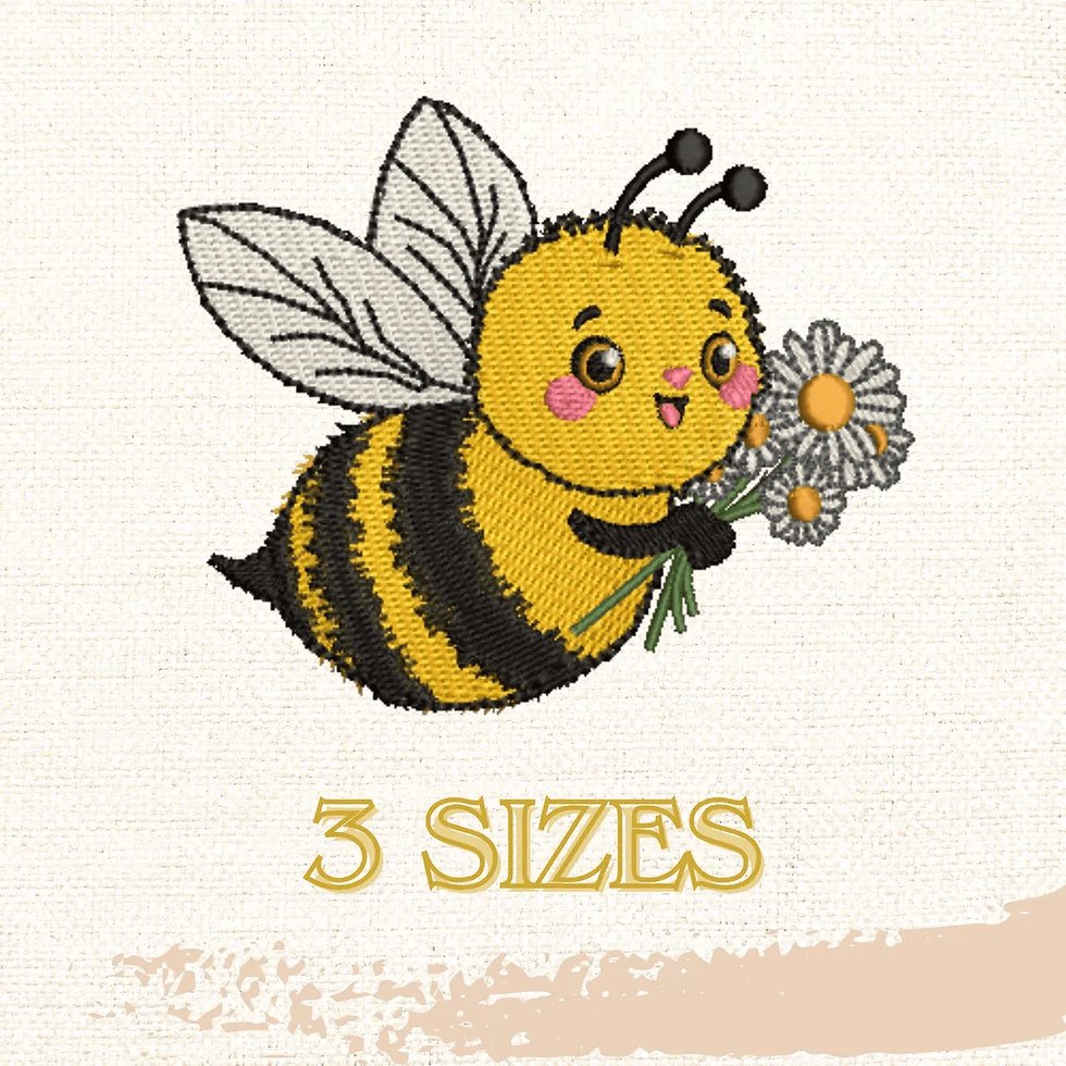 Thumbnail: Daisy Bee with flower, fill stitch design, machine embroidery, DIGITAL FILE
