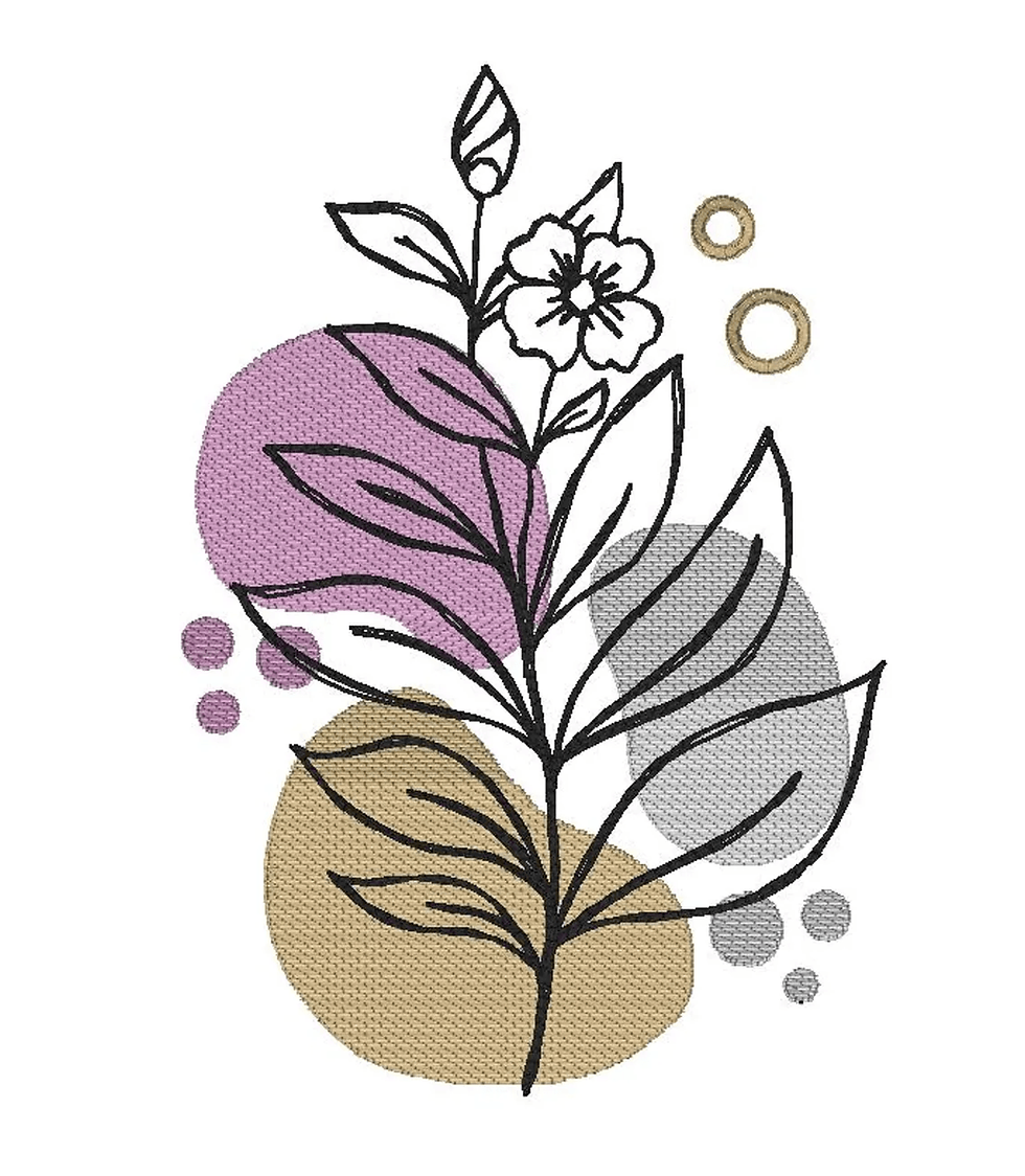 Thumbnail: Botanical Flower 4, sketch embroidery design, machine embroidery, DIGITAL FILE
