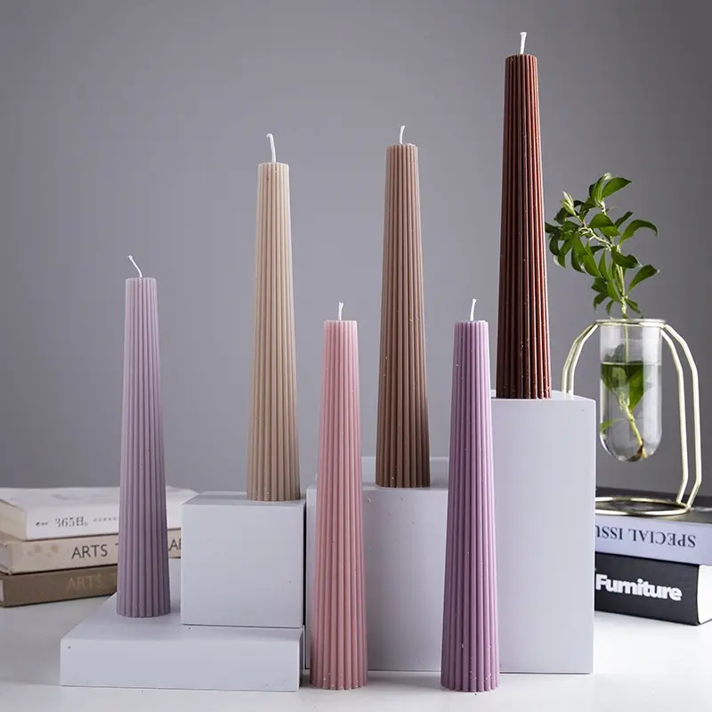 Thumbnail: Home decorative ribbed taper candles