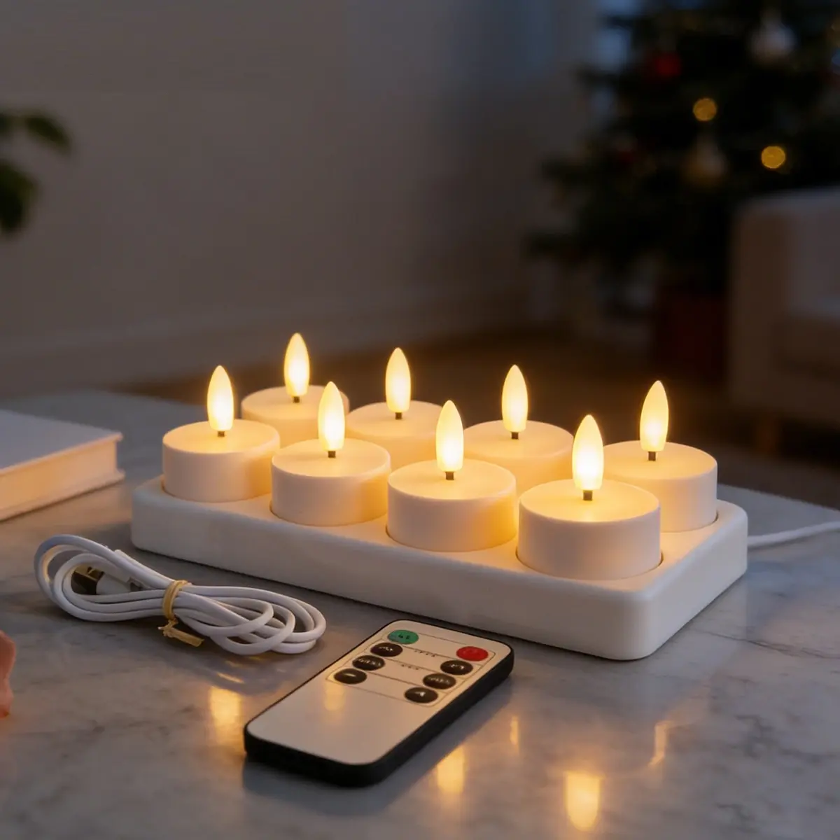 Rechargeable Tea Lights with Timer for United States Market