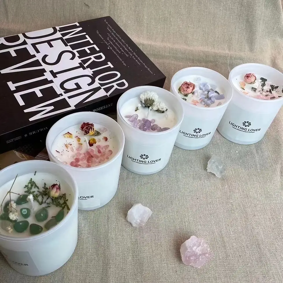 الصورة المصغرة: scented candle with dry flower for table centerpiece