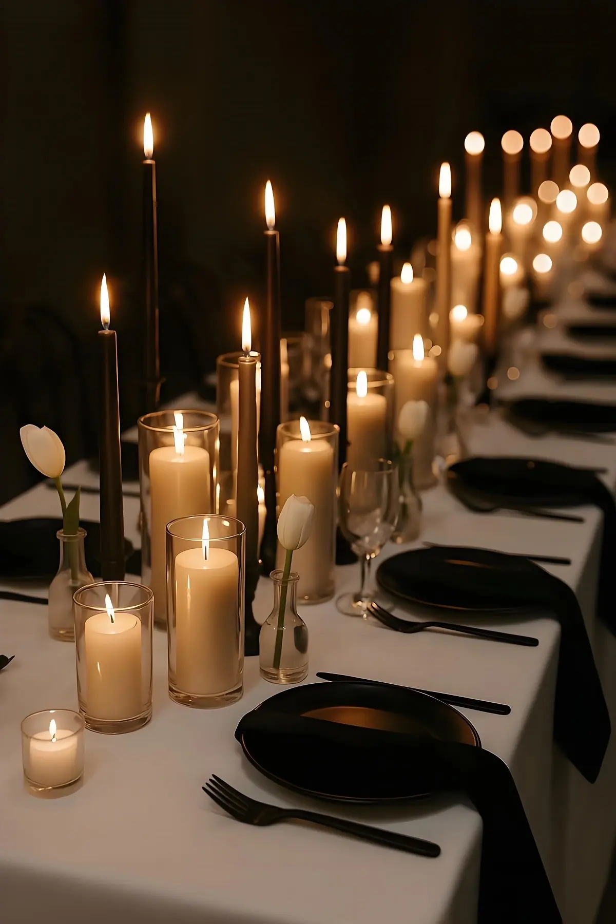 Unscented Pillar Candles for Dinner Table