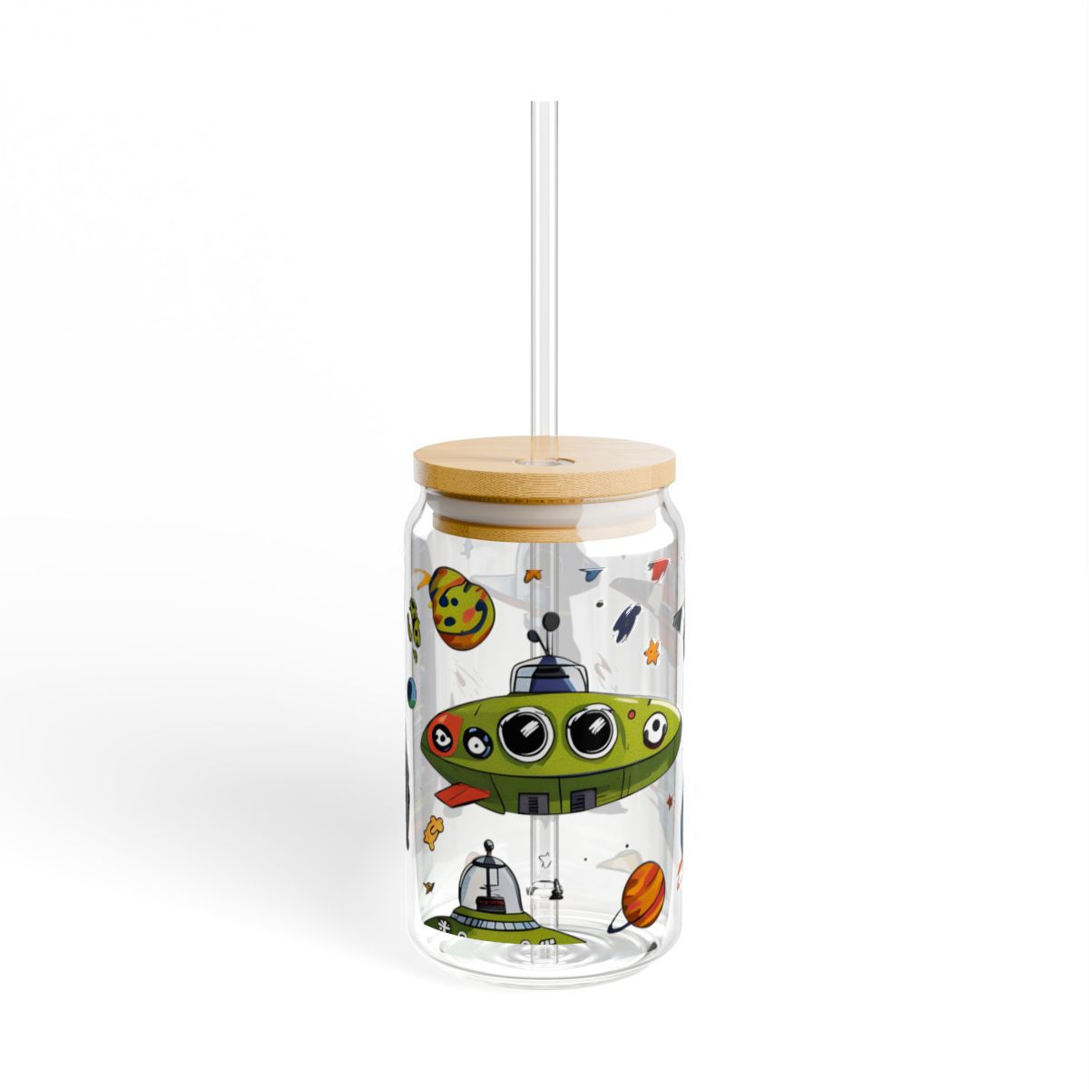 Space Explorer New Parent Sipper Glass 16oz Tumbler with Lid Baby Shower Gift