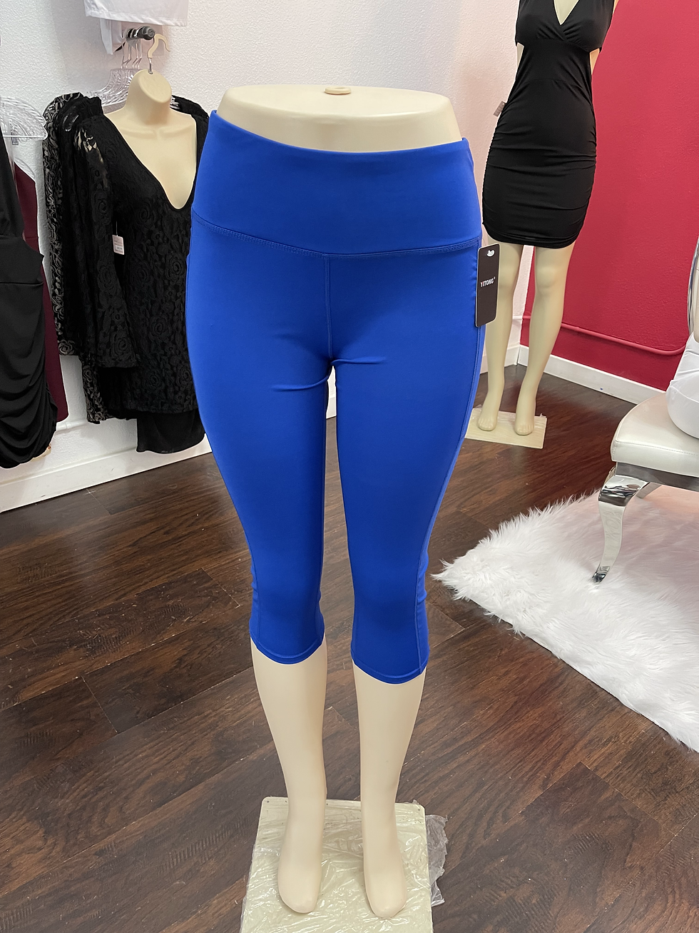 Thumbnail: Royal Blue Capri Leggings with Pocket