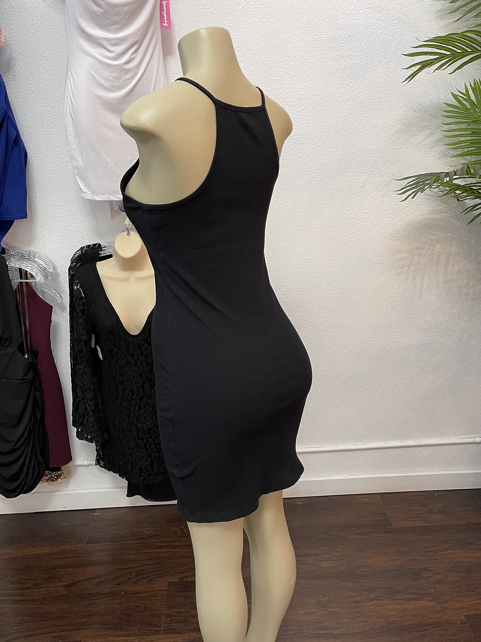 Thumbnail: Black Sleeveless Halter Dress