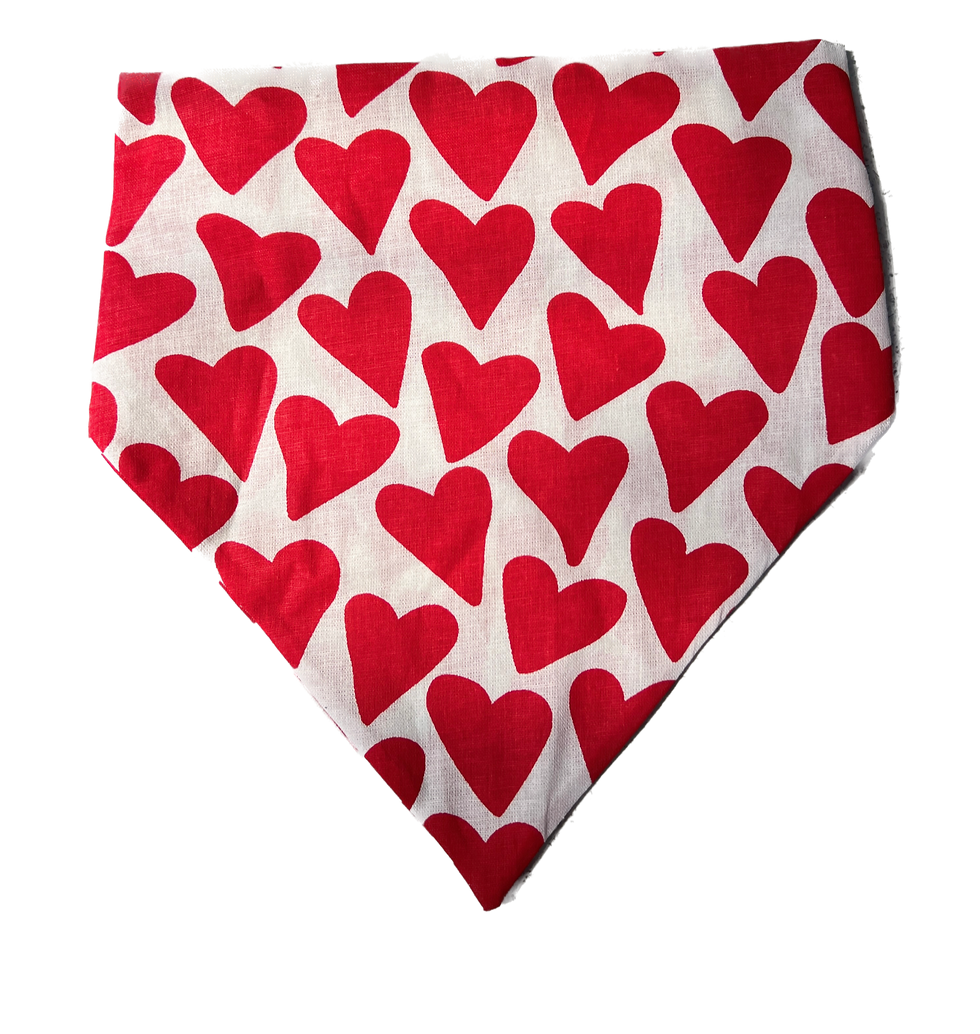 Slip on Bandana Double Sided Red Love Heart Front