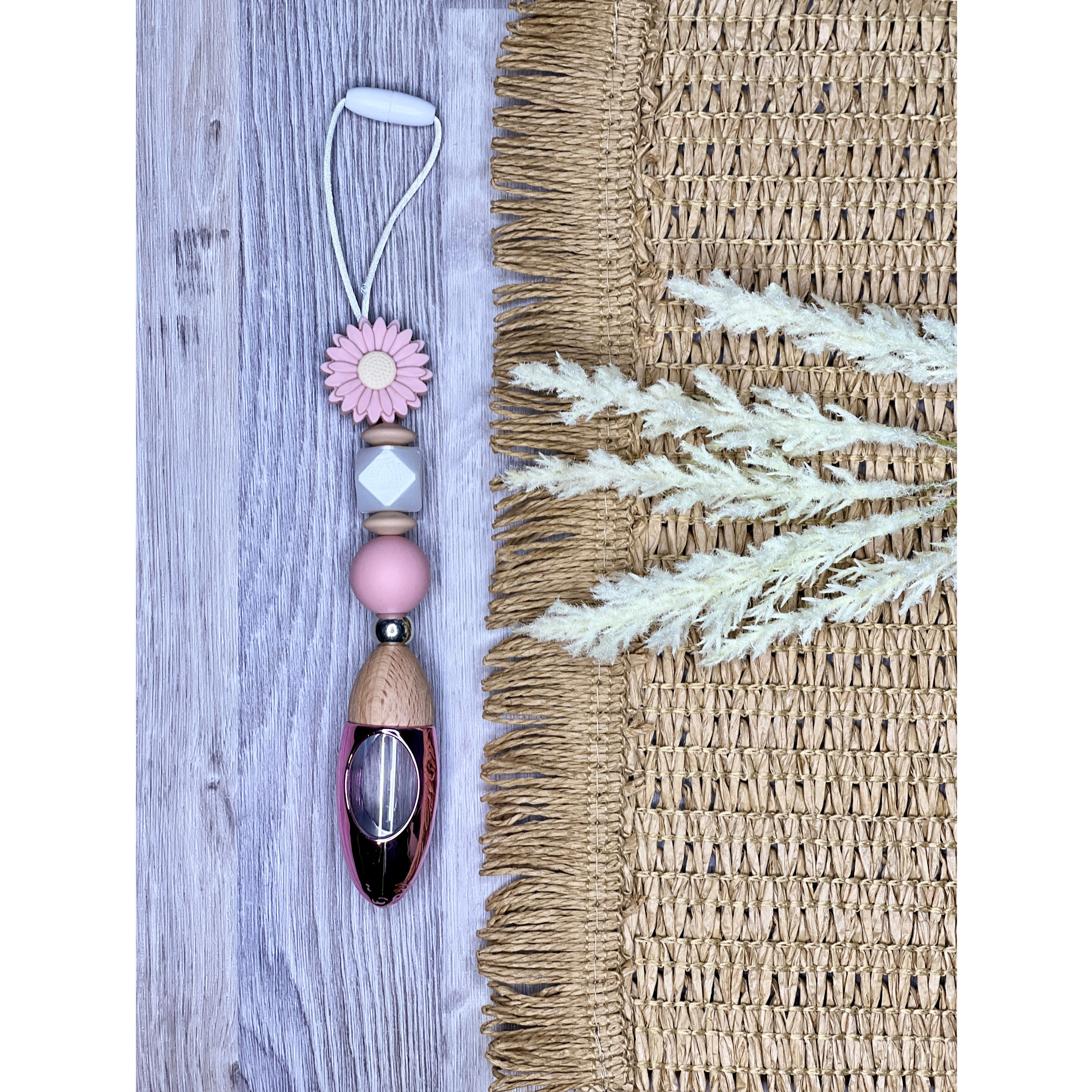 Beaded Car Diffuser Dusty Rose and Caramel