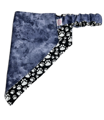 Thumbnail: Dog Bandana Reversible Slip on  Blue Denim/Paw Prints