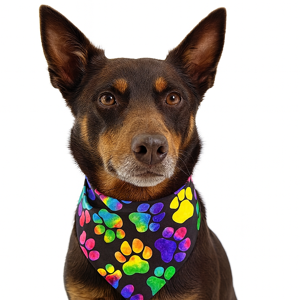DSB09 Dog Bandana Reversible Slip on Rainbow Paw Print/Rainbow Leopard Print