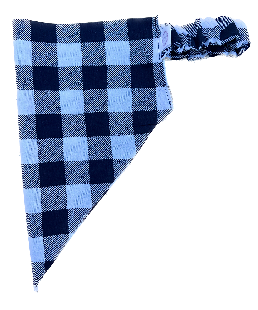 Slip on Dog Bandana Double Sided Gingham Check Navy Side