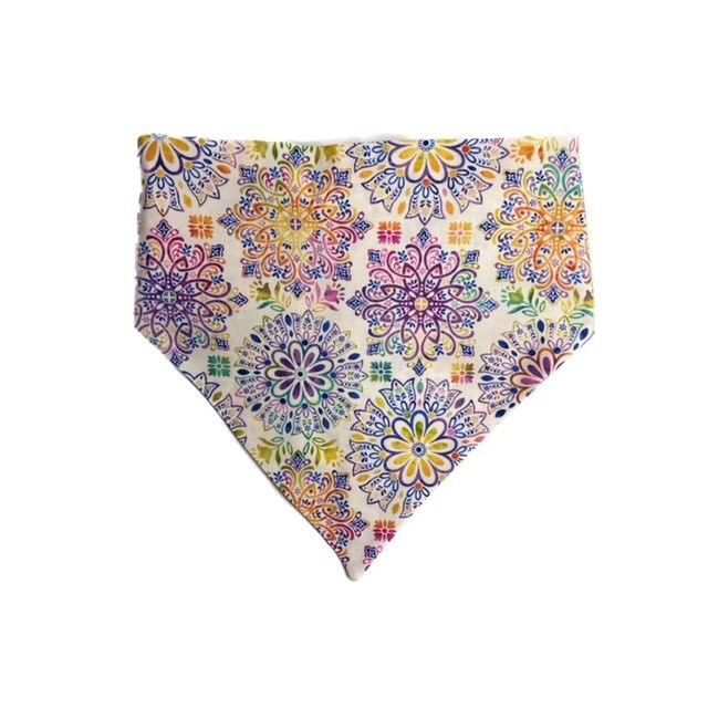 Thumbnail: Slip on Reversible Dog Bandana Tie Dye Paws Back/Mandala Front