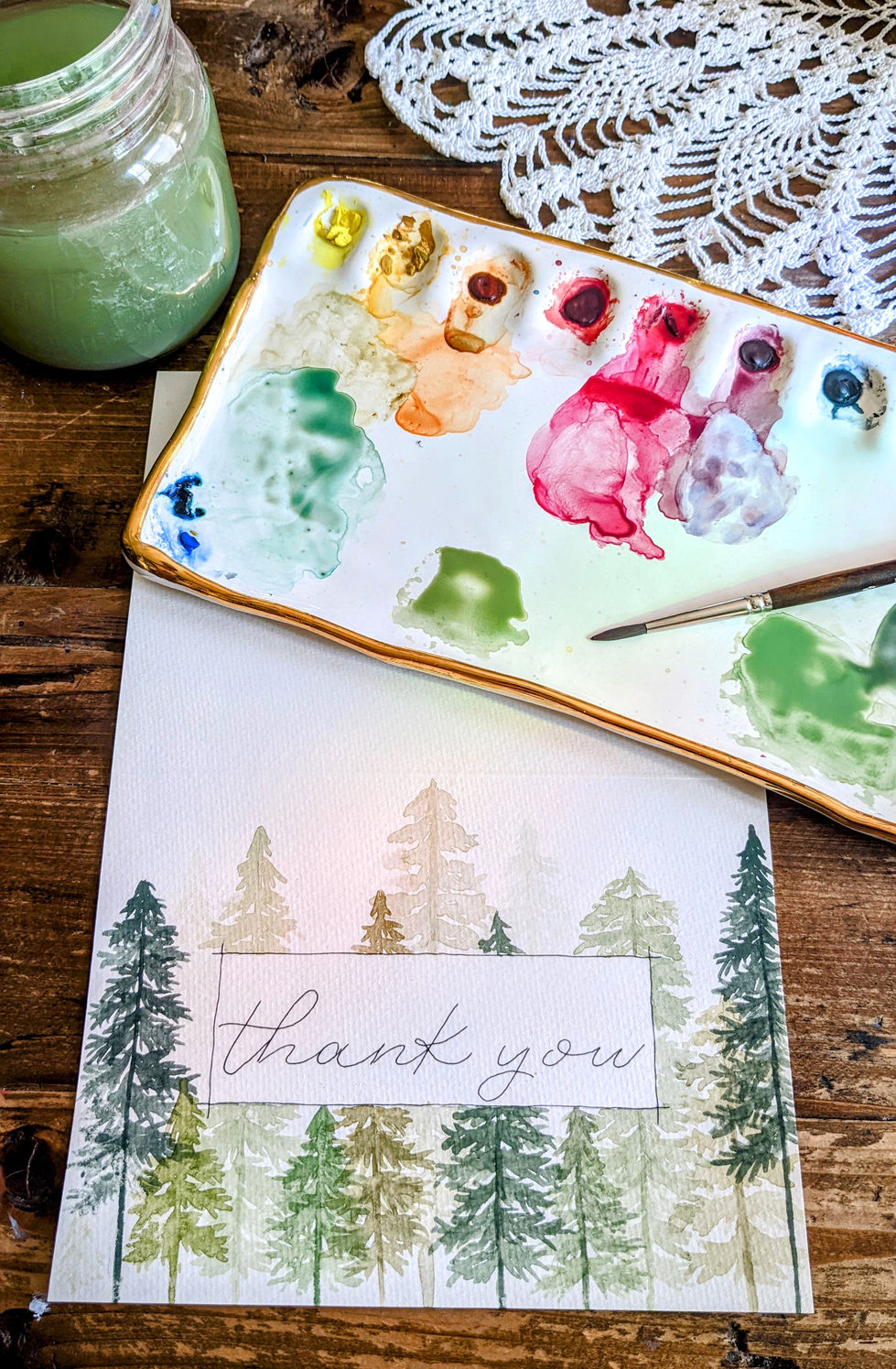 custom hand painted thank you cards in watercolor