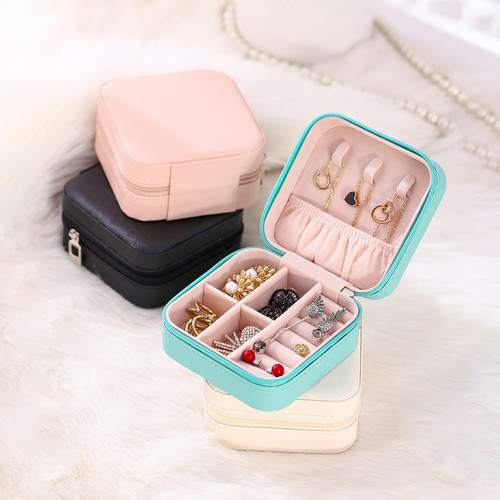 Portable Travel Mini Leather Jewelry Box
