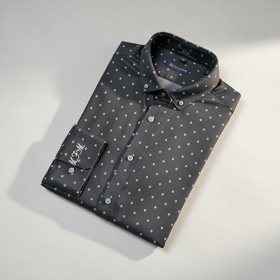 Thumbnail: Personalized Stretch Jersey Long Sleeve Button Down, Unique Gift for Him