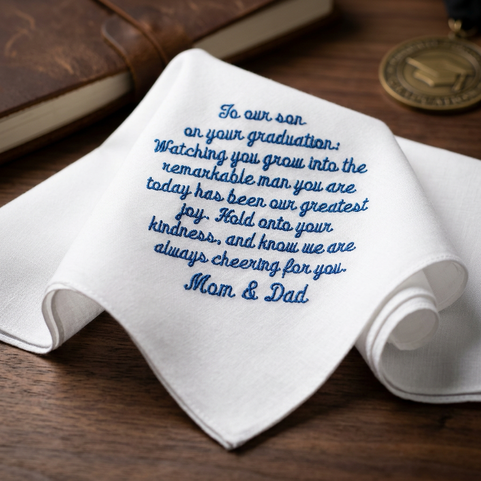 Thumbnail: Embroidered Handkerchief for College Graduation from Mom and Dad