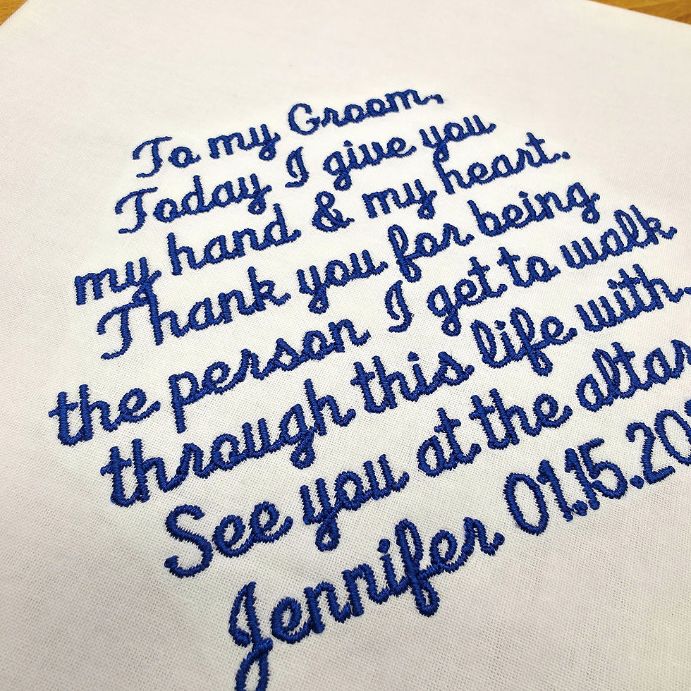 Thumbnail: Groom Gift from Bride, Personalized Embroidered Wedding Handkerchief
