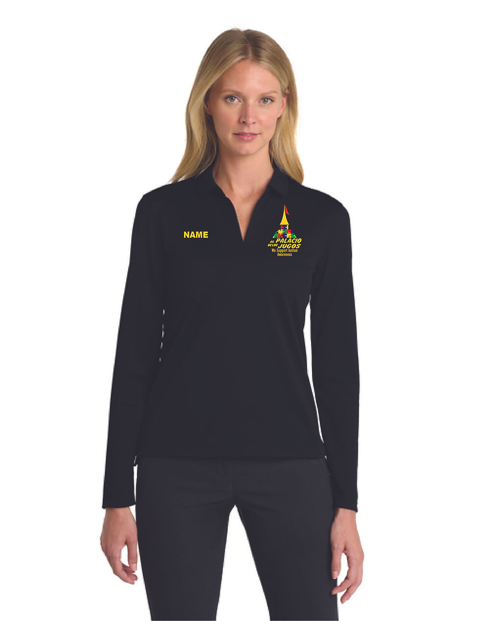 PALACIO / NIKE / Black Long Sleeve Dri-Fit Polo / Ladies / Logo & Name