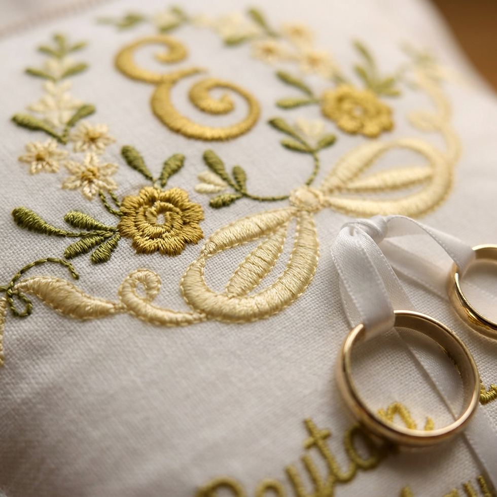 Thumbnail: Custom Floral Ring Holder Cushion, Wedding Gift for Couple
