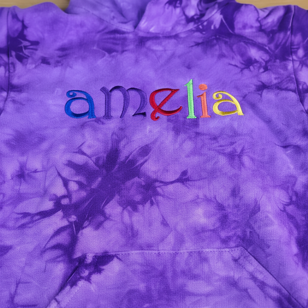 Thumbnail: Custom Youth Purple Tie Dye Hoodie with Name, Custom Gift for Boys and Girls