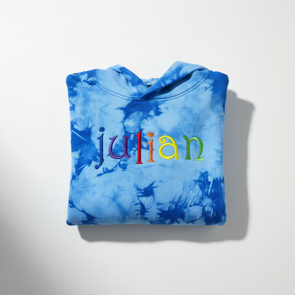 Thumbnail: Custom Youth Tie Dye Hoodie with Name, Personalized Embroidered Kids Sweatshirt