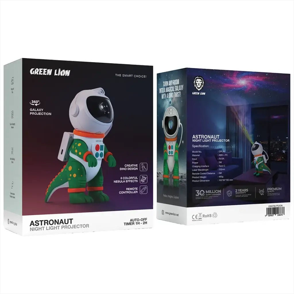 Green Lion Astronaut Night Light Projector - Green