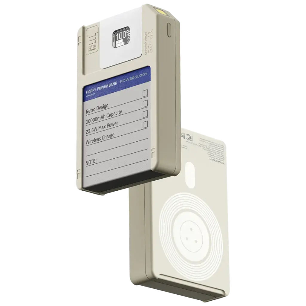 Powerology Floppydisk Retro 10000mAh MagSafe Power bank - White