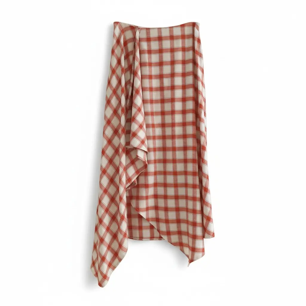 Daphnea Jupe longue drapée à carreaux rouge devant