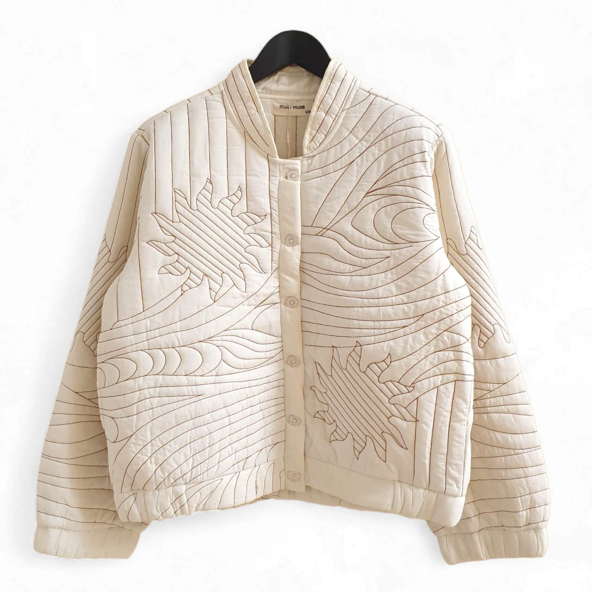 Blouson ample Barnard en coton écru brodédevant