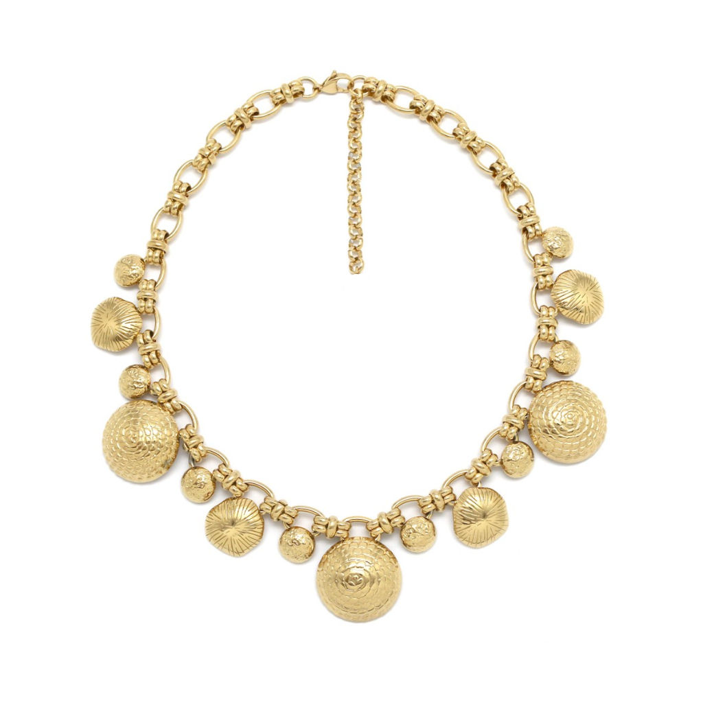 Collier chaîne ovale alternée et pampilles sequin bombé