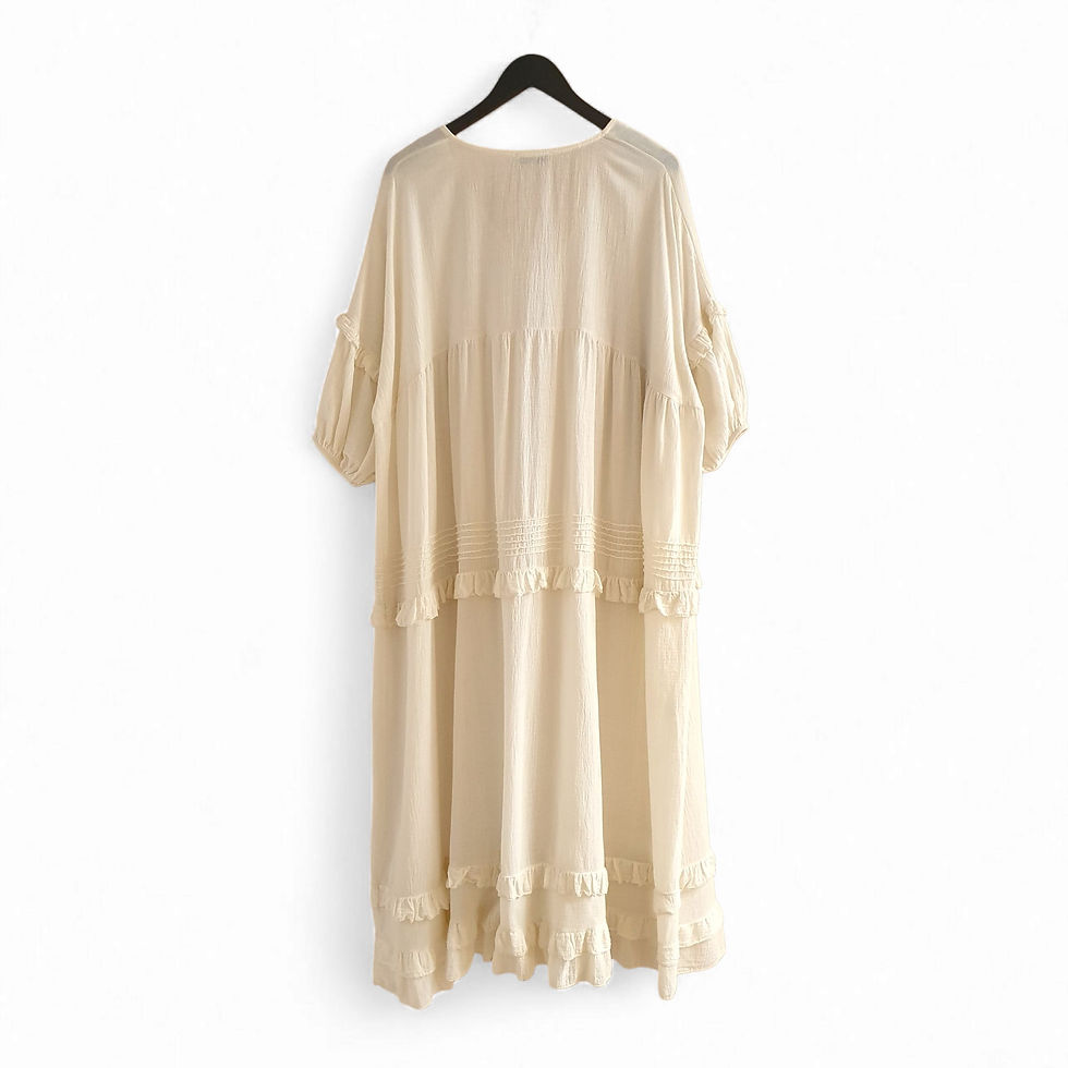 Robe longue Rimma en coton écru et petits volants dos
