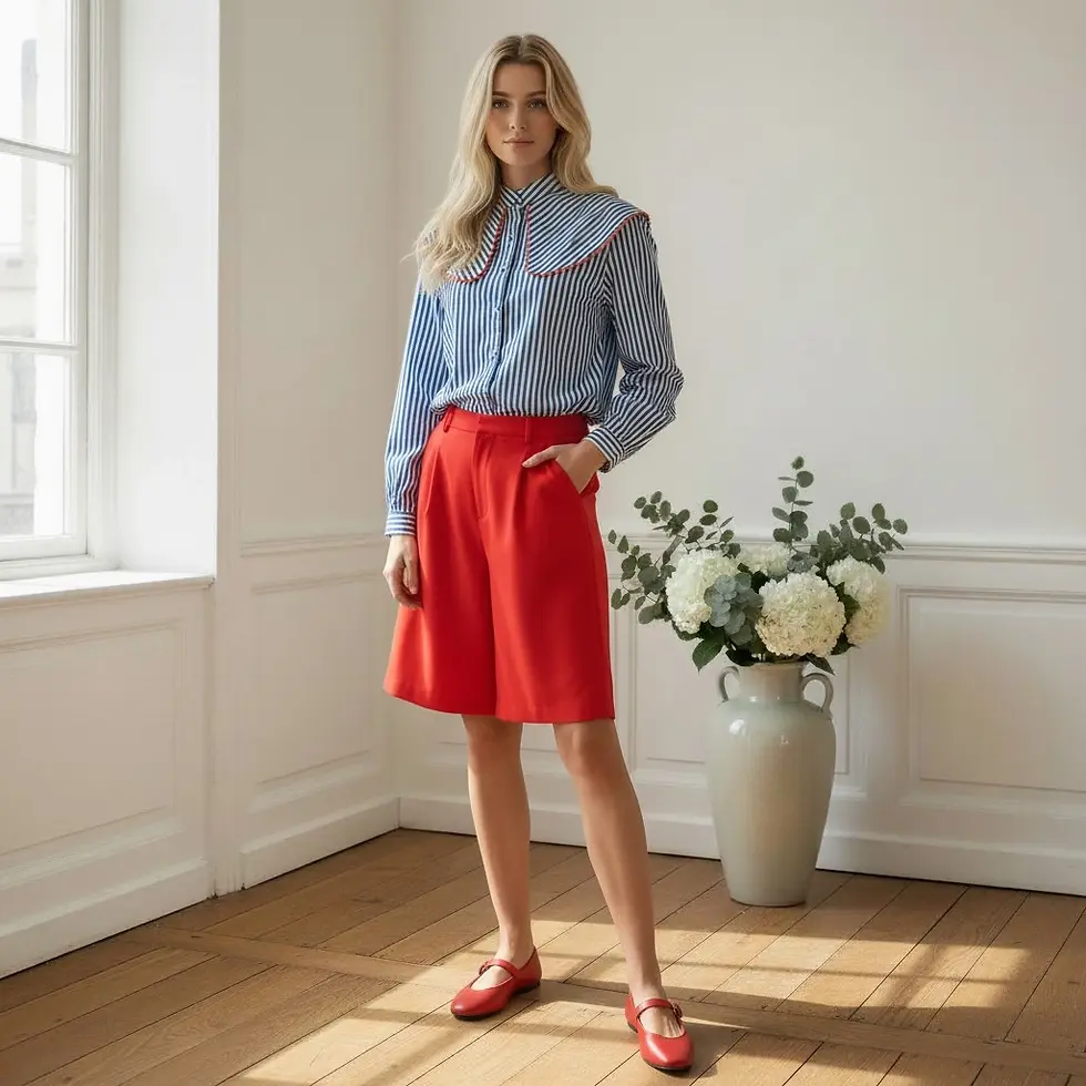 Daphnea Bermuda rouge porté