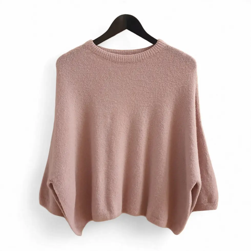 Pull femme Pancrace rose en alpaga et laine devant