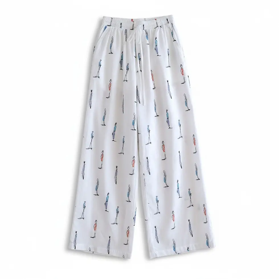 Lumina Pantalon blanc brodé devant