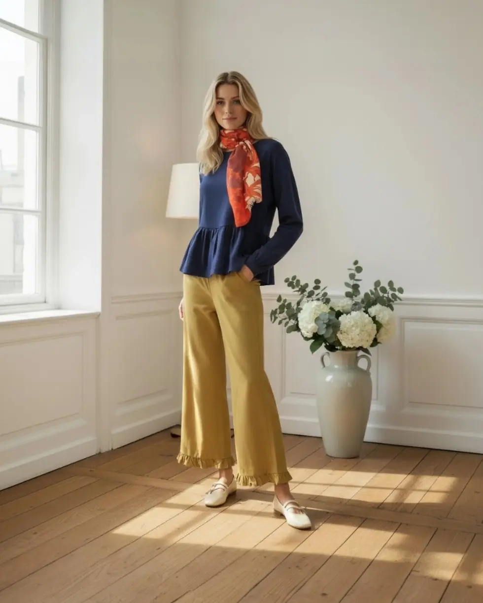 Lili & Lala Top Thésée bleu marine noué dans le dos porté