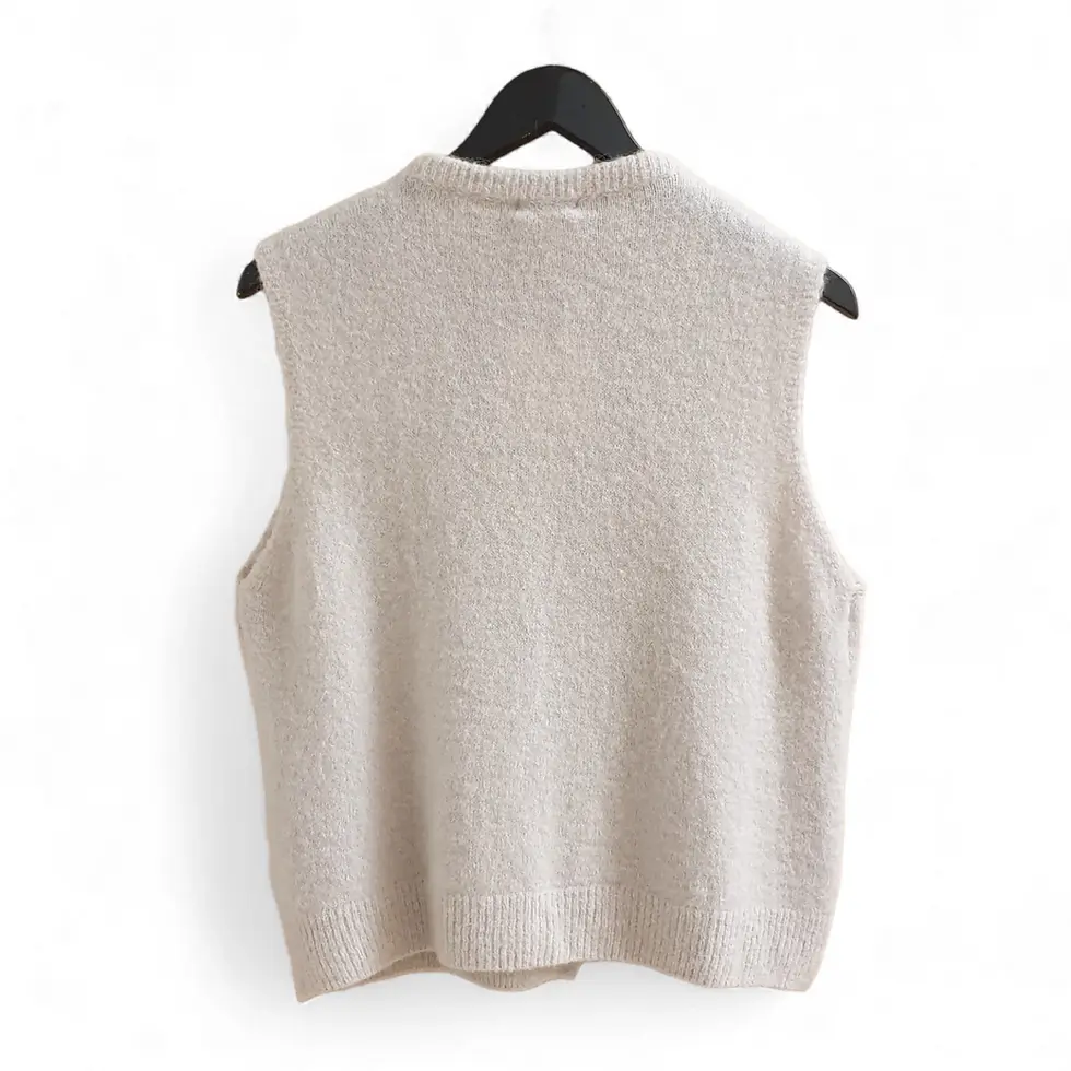Gilet écru sans manches en alpaga superfine et laine Gédéon dos